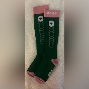 Figs Green and Pink Compression Full Calf Socks Size Small NWOT